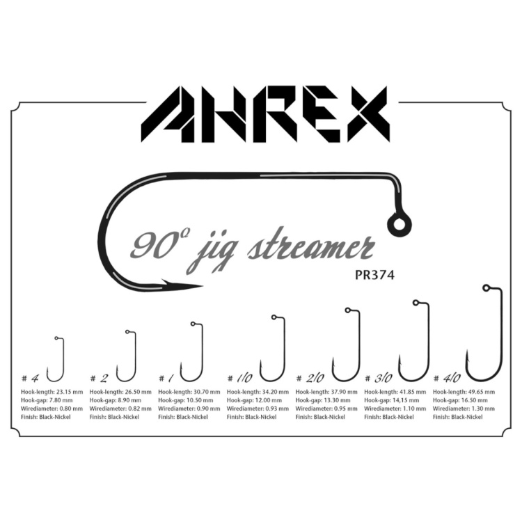 Ahrex Pr374 90 Degree Bent Jig Streamer #3/0 Fly Tying Hooks